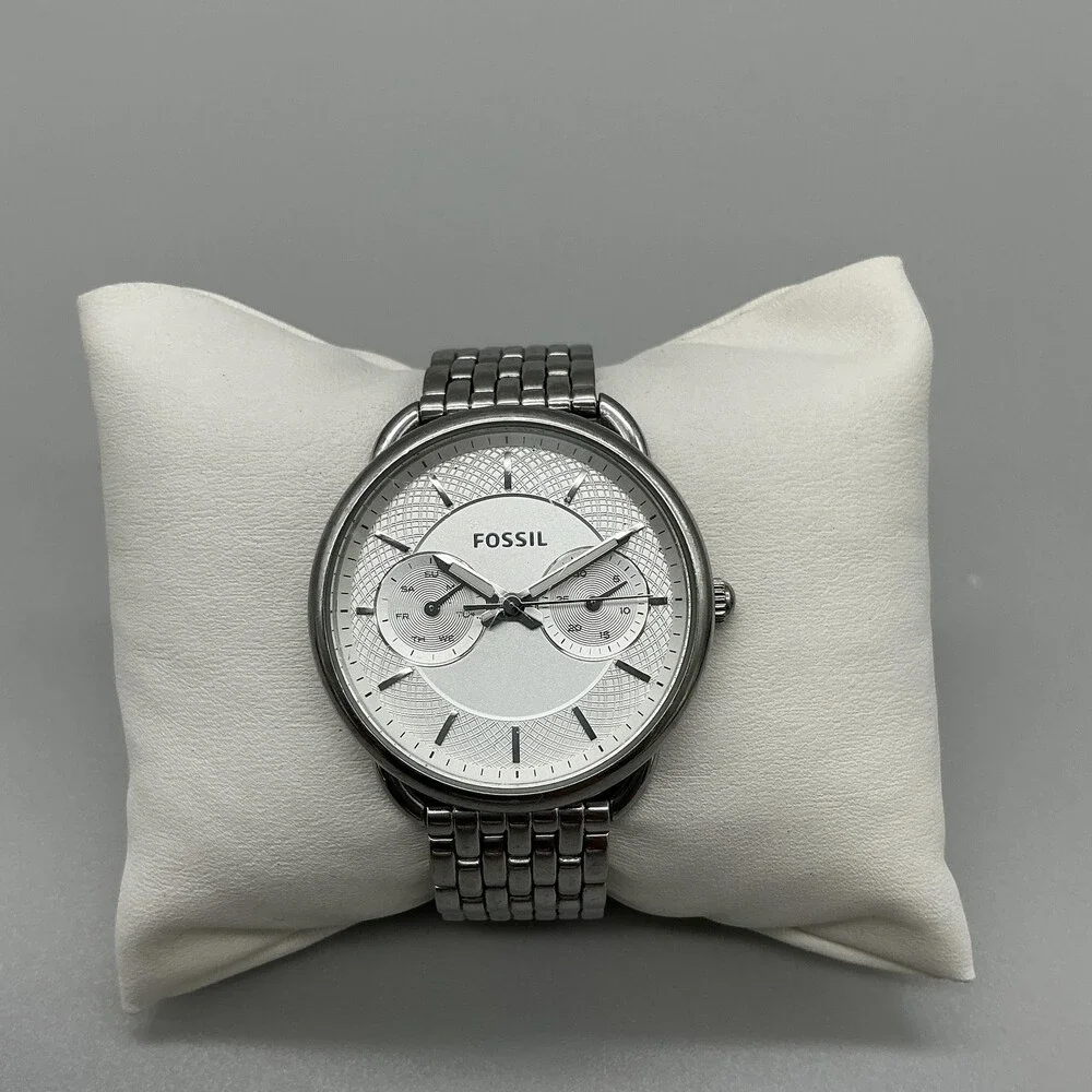 Fossil Tailor Womens Watch 34mm Silver Tone Stainless ES3712 New Battery 6